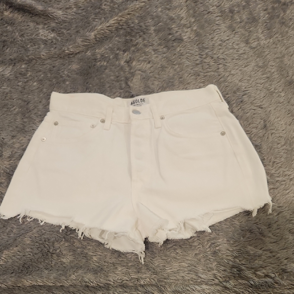 Agolde Women's White Button Fly Jean Shorts Size 26!